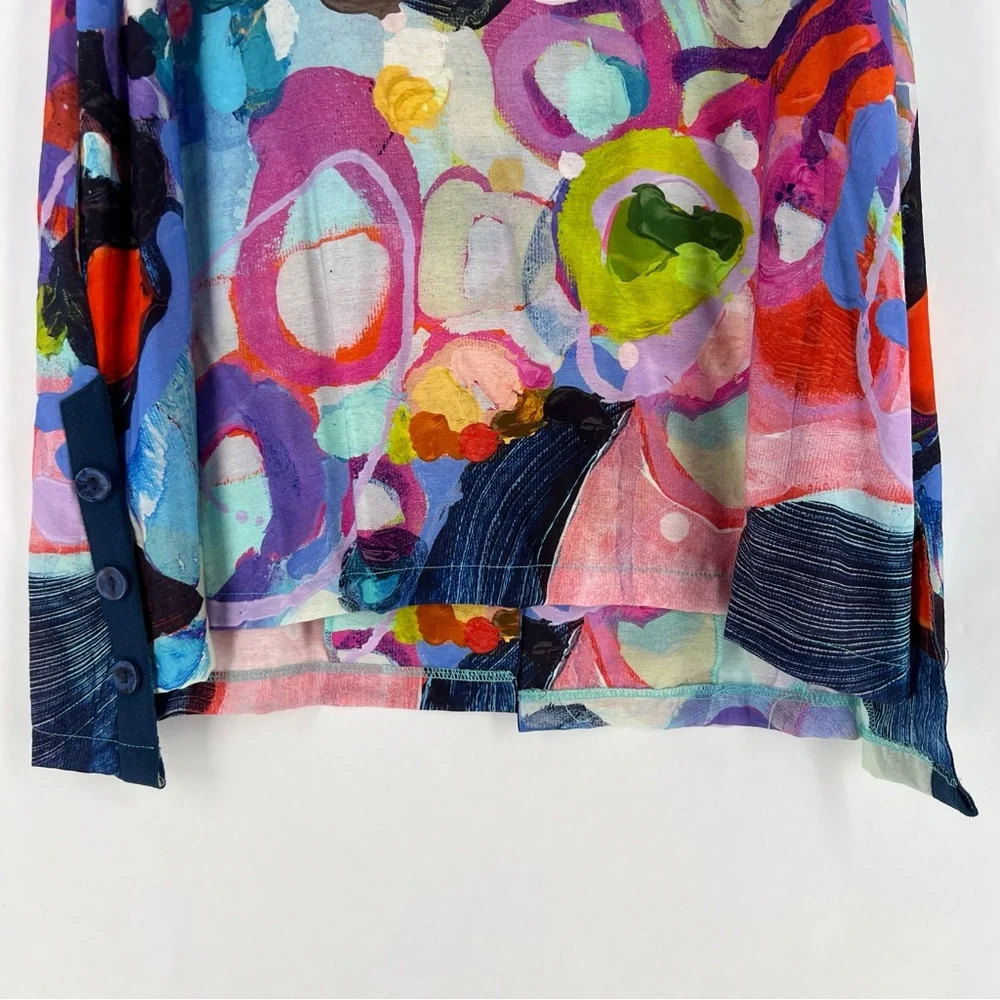 Claire Desjardins Colorful‎ Abstract Sleeveless Button Front Tunic Lagenlook - Picture 11 of 16